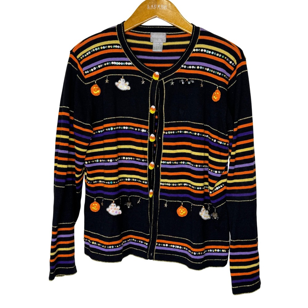 Berek Halloween Cardigan Black/Orange Medium